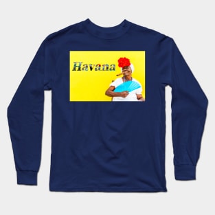 Cuban Woman With Cigar And Havana Text Long Sleeve T-Shirt